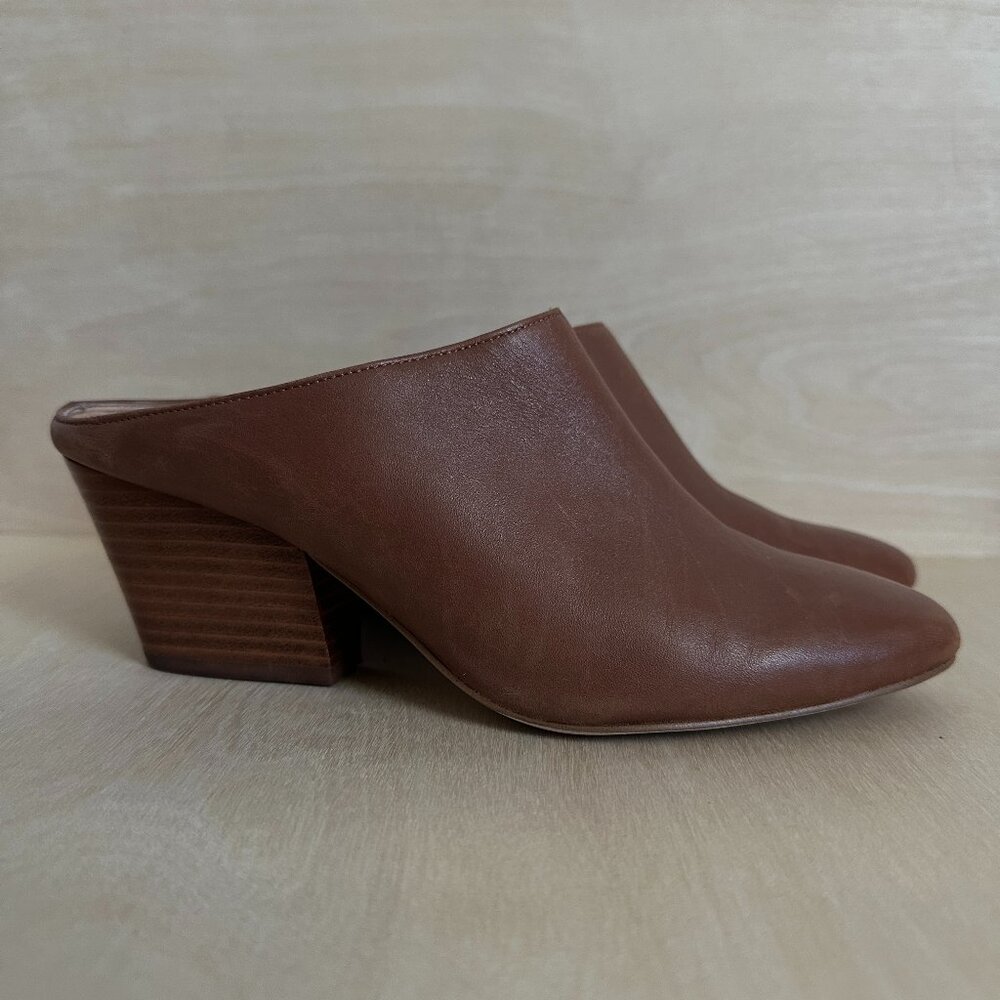 Halogen Brielle Woman' Size 7 Mules Shoes Pointed Toe Brown Leather Dress Casual